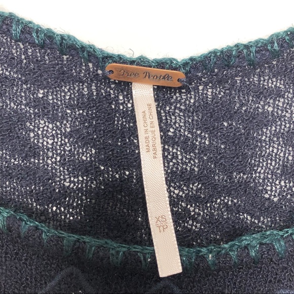 Free People | Boho Blue Knit Tank Top Size XS - Picture 4 of 5